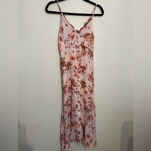 NWT Nikki Erin Pink Floral Button Down Boho Maxi Dress small